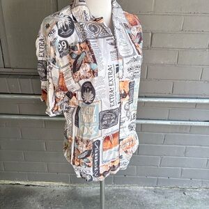 No Boundaries Men's Casual Button Down Shirt - Multicolor Print